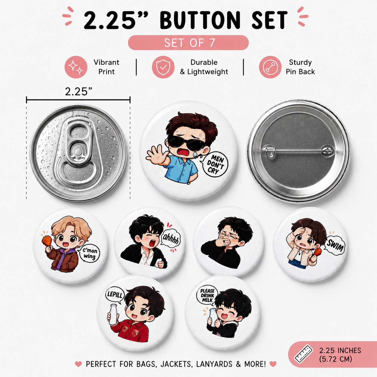 BTS "Hot Ones" Buttons Sets